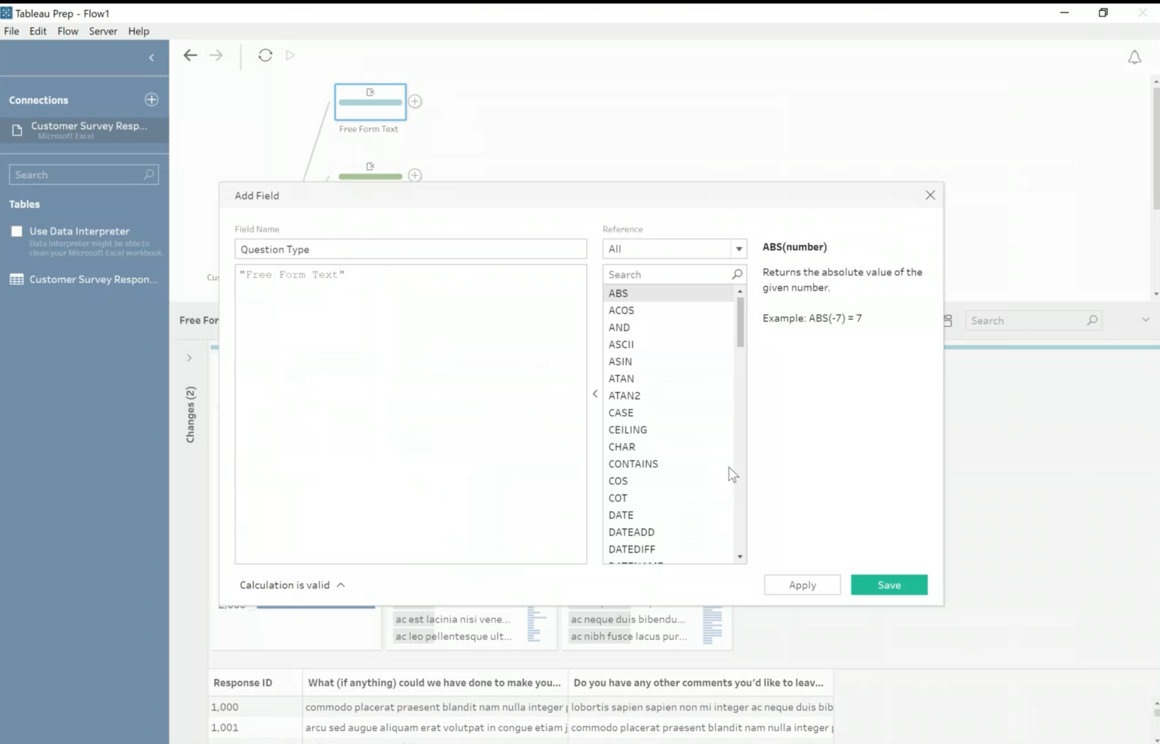 Creating a Question Type field in Tableau Prep Builder