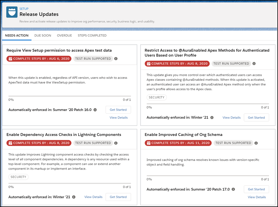 Release updates in Salesforce Summer '20 Release