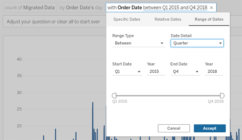 Adjust data ranges with ask data in Tableau 2020.4