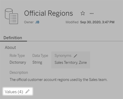 Edit synonyms for field values with ask data in Tableau 2020.4