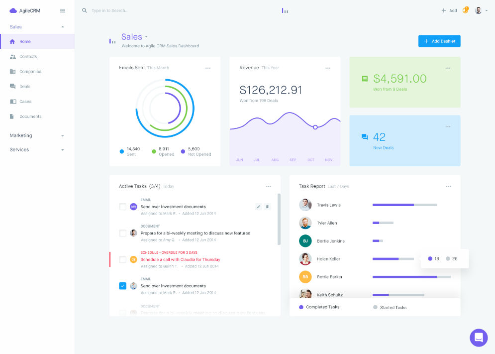 AgileCRM CRM Dashboard data visualization example